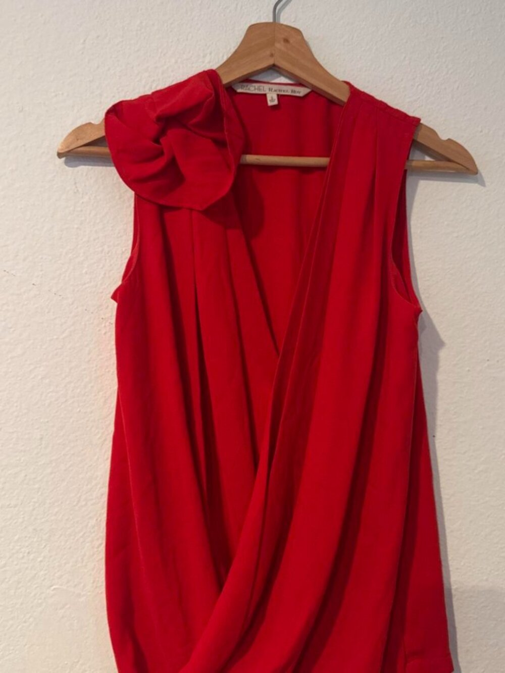 Rachel Roy red sleeveless blouse with ruffle detail